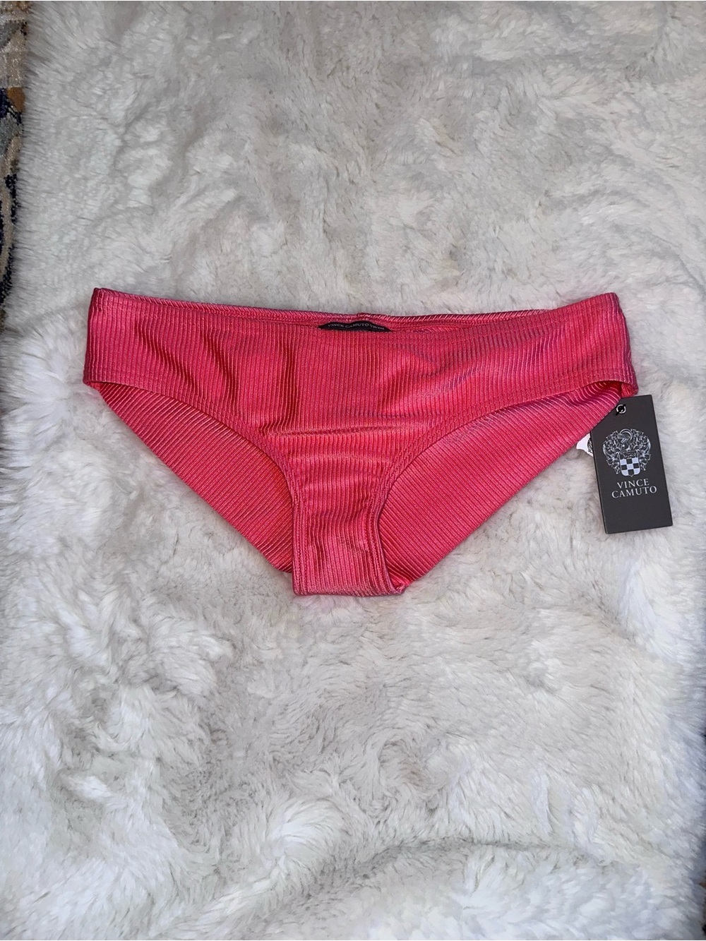 Vince Camuto Ribbed Bikini Bottoms - Hot Pink